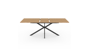 Table repas Spider plateau extensible 160-200cm effet chevron et pieds croisés noirs