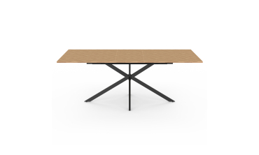 Table repas Spider plateau extensible 160-200cm effet chevron et pieds croisés noirs