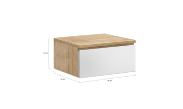 Tables de chevet suspendues Tom 1 tiroir bois et blanc - lot de 2