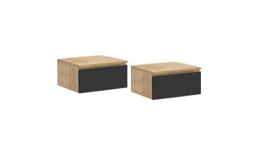 Tables de chevet suspendues Tom 1 tiroir bois et noir - lot de 2