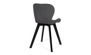 Chaises Daisy en velours gris et pieds noirs - lot de 2