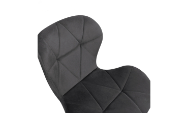 Chaises Daisy en velours gris et pieds noirs - lot de 4