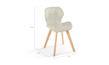 Chaises Gatsby en tissu beige et pieds bois - lot de 2