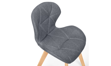 Chaises Gatsby en tissu gris et pieds bois - lot de 4