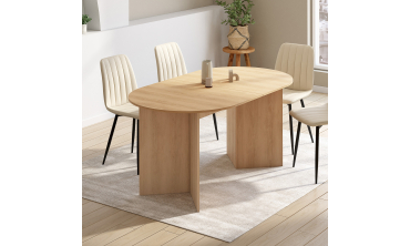 Table repas Gabin plateau extensible 160-200cm effet hêtre et pieds design