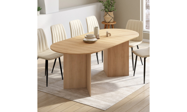 Table repas Gabin plateau extensible 160-200cm effet hêtre et pieds design