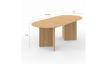 Table repas Gabin plateau extensible 160-200cm effet hêtre et pieds design