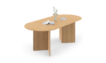 Table repas Gabin plateau extensible 160-200cm effet hêtre et pieds design