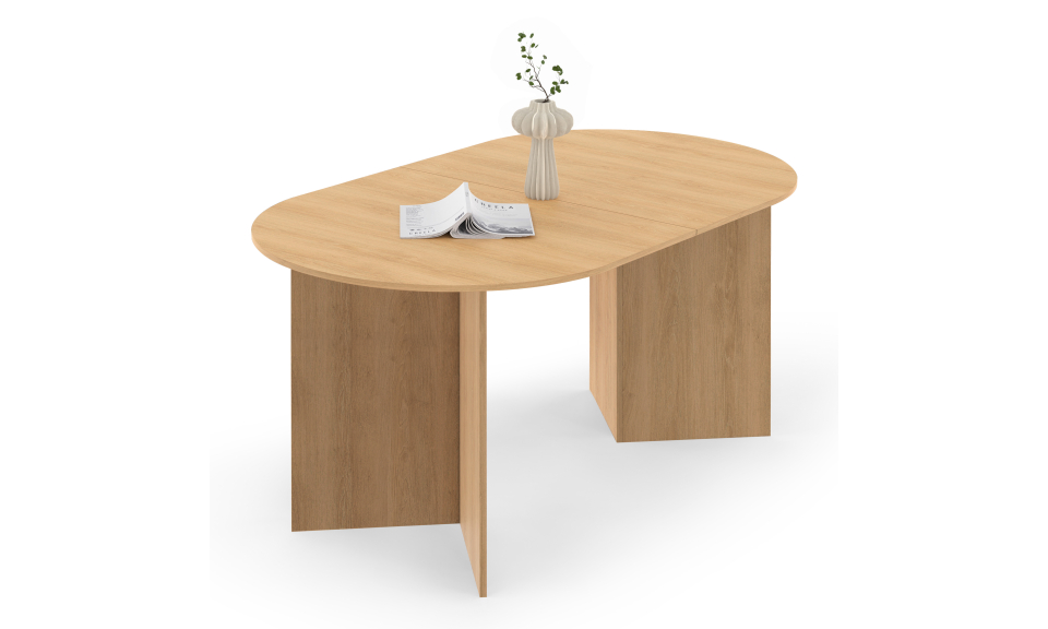 Table repas Gabin plateau extensible 160-200cm effet hêtre et pieds design