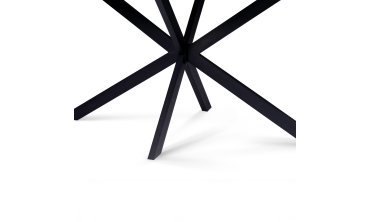 Table repas Glam plateau extensible 160-200cm effet marbre blanc et pieds croisés noirs