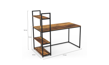 Bureau bibliothèque 2 en 1 Elize en bois et métal