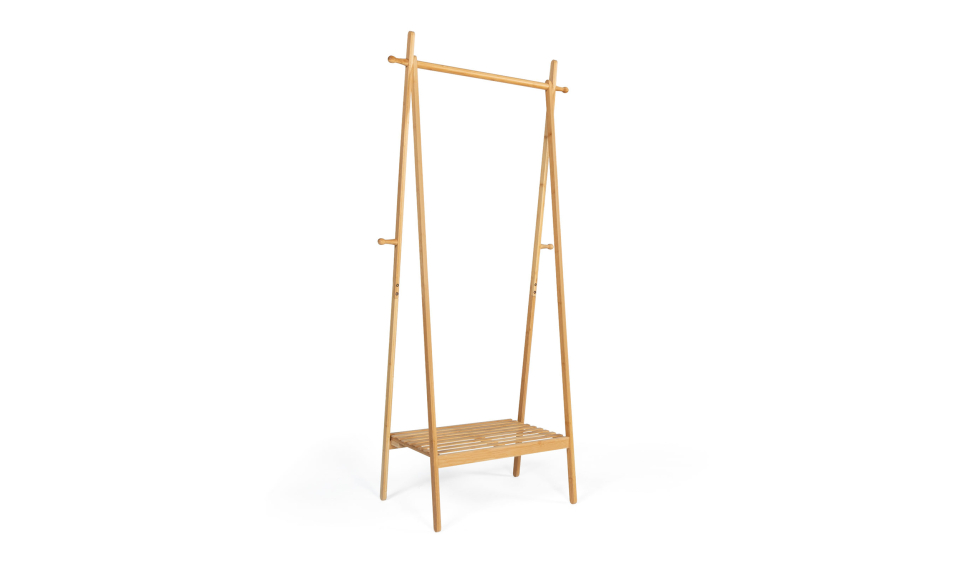 Portant pliable avec étagère en bambou maya Portant pliable avec étagère en bambou maya