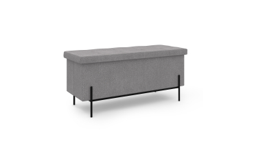 Banc coffre avec pieds noirs Loan en tissu gris 100cm