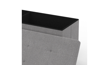 Banc coffre avec pieds noirs Loan en tissu gris 100cm