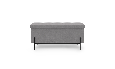 Banc coffre avec pieds noirs Loan en tissu gris 100cm