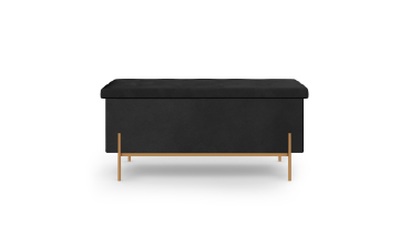 Banc coffre avec pieds dorés Loan en velours noir 100cm