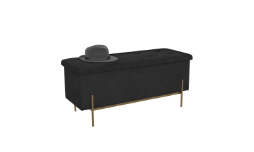 Banc coffre avec pieds dorés Loan en velours noir 100cm