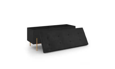 Banc coffre avec pieds dorés Loan en velours noir 100cm