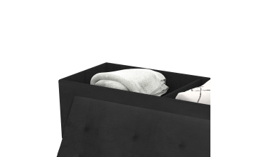 Banc coffre avec pieds dorés Loan en velours noir 100cm