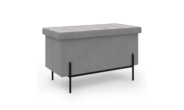 Banc coffre avec pieds noirs Loan en tissu gris 76cm