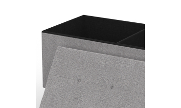 Banc coffre avec pieds noirs Loan en tissu gris 76cm
