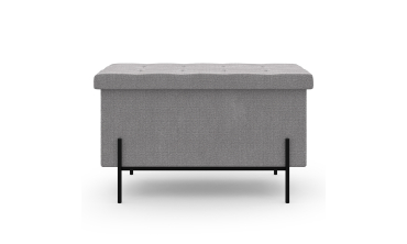 Banc coffre avec pieds noirs Loan en tissu gris 76cm