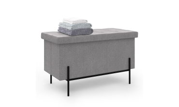 Banc coffre avec pieds noirs Loan en tissu gris 76cm