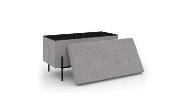 Banc coffre avec pieds noirs Loan en tissu gris 76cm