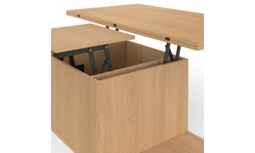 Table basse Tania 2 en 1 avec plateau dépliant et 4 assises