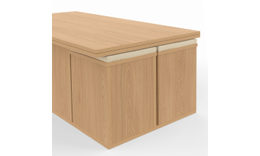 Table basse Tania 2 en 1 avec plateau dépliant et 4 assises