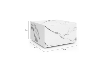 Table basse carrée effet marbre avec rangement 60cm