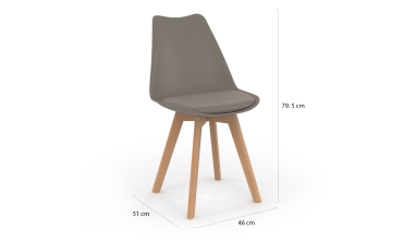 Chaises Nordia assise taupe et pieds bois - lot de 6