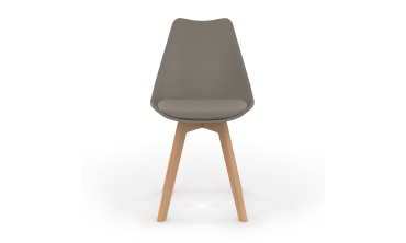Chaises Nordia assise taupe et pieds bois - lot de 6