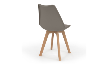 Chaises Nordia assise taupe et pieds bois - lot de 4