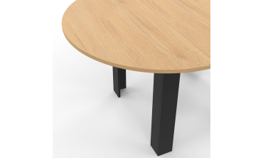 Table repas Dina plateau extensible 110-150cm rond et pieds noirs