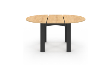 Table repas Dina plateau extensible 110-150cm rond et pieds noirs