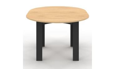 Table repas Dina plateau extensible 110-150cm rond et pieds noirs