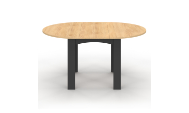 Table repas Dina plateau extensible 110-150cm rond et pieds noirs