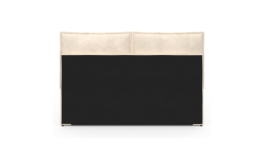 Lit coffre Lilou en velours beige avec sommier et tête de lit effet oreiller 140x190cm