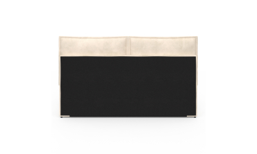 Lit coffre Lilou en velours beige avec sommier et tête de lit effet oreiller 160x200cm