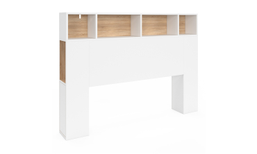 Tête de lit Léo bois et blanche avec rangements 145cm