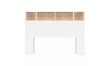 Tête de lit Léo bois et blanche avec rangements 145cm