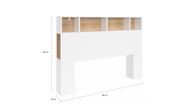 Tête de lit Léo bois et blanche avec rangements 145cm