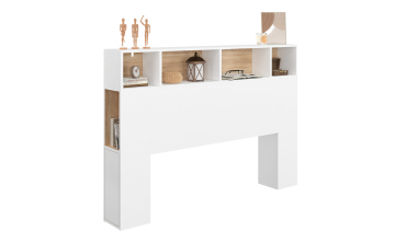 Tête de lit Léo bois et blanche avec rangements 145cm