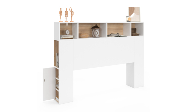 Tête de lit Léo bois et blanche avec rangements 145cm