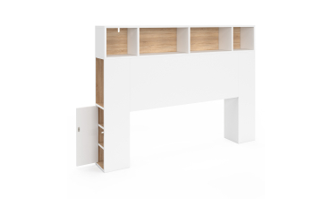Tête de lit Léo bois et blanche avec rangements 145cm