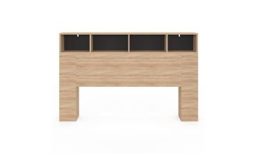 Tête de lit Léo bois et noire avec rangements 165 cm
