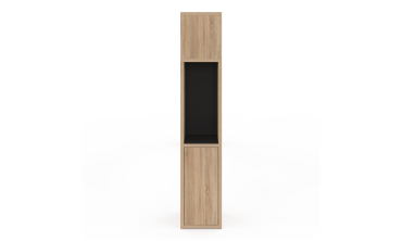 Tête de lit Léo bois et noire avec rangements 165 cm
