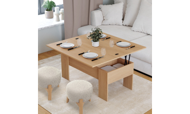 Table basse Albane avec plateau relevable et dépliant
