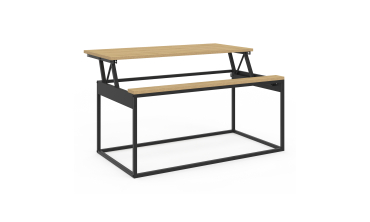 Table basse Memphis avec plateau relevable bois et pieds noirs L90cm